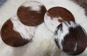 img 2 attached to 🍵 Versatile Set of 4 Hair-On Round Tea Coasters with Natural Cowhide - Great for Multipurpose Use