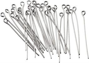 img 4 attached to Premium-Quality Pandahall 100pcs 22 Gauge 304 Stainless Steel Open Eyepins for Stunning DIY Jewelry Making - 2 inch (50mm) Length