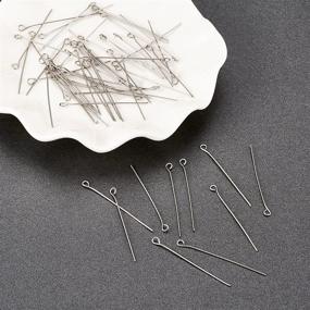 img 1 attached to Premium-Quality Pandahall 100pcs 22 Gauge 304 Stainless Steel Open Eyepins for Stunning DIY Jewelry Making - 2 inch (50mm) Length