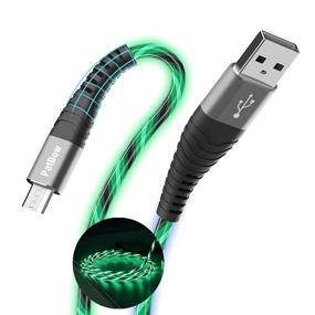 img 4 attached to 💡 Микро USB-кабель 3FT с светодиодным потоковым светом, быстрая зарядка PatDow для Huawei Mate SE, Samsung Galaxy S7/S6/J7, LG, HTC, Sony, Moto, Kindle, PS4 и многого другого - Зеленый, 3FT