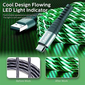 img 1 attached to 💡 Микро USB-кабель 3FT с светодиодным потоковым светом, быстрая зарядка PatDow для Huawei Mate SE, Samsung Galaxy S7/S6/J7, LG, HTC, Sony, Moto, Kindle, PS4 и многого другого - Зеленый, 3FT