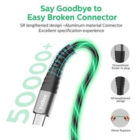 img 2 attached to 💡 Микро USB-кабель 3FT с светодиодным потоковым светом, быстрая зарядка PatDow для Huawei Mate SE, Samsung Galaxy S7/S6/J7, LG, HTC, Sony, Moto, Kindle, PS4 и многого другого - Зеленый, 3FT
