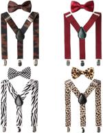 👔 stylish boys pre-tied bow ties with adjustable neck and matching elastic suspenders - 4 sets pack logo