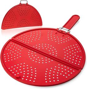 img 4 attached to 🍳 11.75-Inch Splatter Screen for Frying Pan - Grease Splatter Guard - Foldable Silicone Strainer - Bacon Splatter Screen with Folding Handle - Skillet Oil Screen - Fry Splash Guard