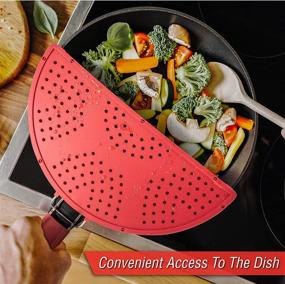 img 2 attached to 🍳 11.75-Inch Splatter Screen for Frying Pan - Grease Splatter Guard - Foldable Silicone Strainer - Bacon Splatter Screen with Folding Handle - Skillet Oil Screen - Fry Splash Guard