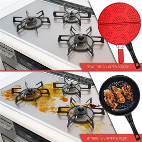 img 1 attached to 🍳 11.75-Inch Splatter Screen for Frying Pan - Grease Splatter Guard - Foldable Silicone Strainer - Bacon Splatter Screen with Folding Handle - Skillet Oil Screen - Fry Splash Guard