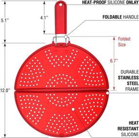 img 3 attached to 🍳 11.75-Inch Splatter Screen for Frying Pan - Grease Splatter Guard - Foldable Silicone Strainer - Bacon Splatter Screen with Folding Handle - Skillet Oil Screen - Fry Splash Guard