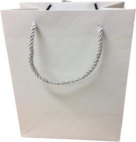 img 1 attached to 🎁 MODEENI White Gift Bags with Handles (12 Bags) - 8x10x5 Medium Modern Premium Heavy Duty Paper Shopping Quality Merchandise - Fancy & Elegant Embossed Bags for Wedding Guests, Bridal & Baby Shower, Boutique Retail