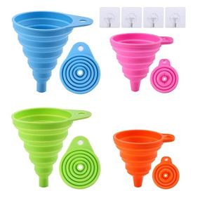 img 4 attached to 🥄 Silicone Collapsible Kitchen Funnel Set of 4 - Small and Large Funnels, BPA Free, Ideal for Bottle &amp; Liquid Transfer, Food Grade Quality