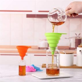 img 3 attached to 🥄 Silicone Collapsible Kitchen Funnel Set of 4 - Small and Large Funnels, BPA Free, Ideal for Bottle &amp; Liquid Transfer, Food Grade Quality