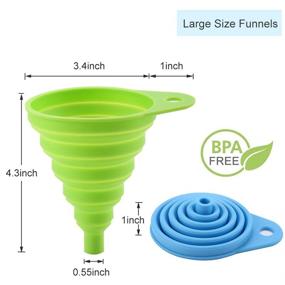 img 2 attached to 🥄 Silicone Collapsible Kitchen Funnel Set of 4 - Small and Large Funnels, BPA Free, Ideal for Bottle &amp; Liquid Transfer, Food Grade Quality