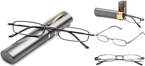 img 1 attached to 👓 Newbee Fashion - Small Spring Hinge Readers with Pocket Design in Portable Aluminum Case, Gunmetal Finish