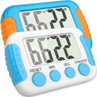 ⏲️ aevete digital timers for kids classroom teachers kitchen magnetic timer for countup countdown with auto shut off function 2 pack (white blue) logo