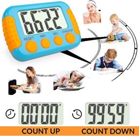 img 2 attached to ⏲️ AEVETE Digital Timers for Kids Classroom Teachers Kitchen Magnetic Timer for Countup Countdown with Auto Shut Off Function 2 Pack (White Blue)