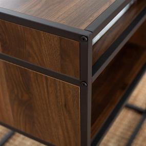 img 2 attached to 🏢 Walker Edison Industrial Modern Metal Frame Wood Rectangle Side Accent Table Set Living Room Storage Shelf End Table, 20 Inch, Dark Walnut - Stylish and Functional Addition for Your Living Space