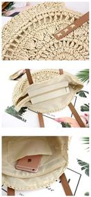 img 3 attached to Bohemian Round Straw Beach Bag for Women – Natural Chic Large Shoulder Handbag with Wallet Purse