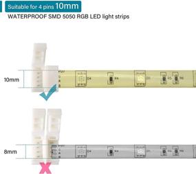 img 2 attached to 🔌 JACKYLED 10mm Waterproof Solderless LED Strip Connectors - 10 Pcs, RGB Flexible Tape Light Adapter for SMD 5050 Strip - Gapless & Sturdy