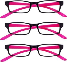 img 4 attached to 👓 RRR20-4 Black Neon Pink Neck Specs Readers Value 3 Pack with Spring Hinges for Women Ladies +3.00