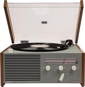 img 4 attached to 🎵 Crosley CR6033A-GY Otto Belt-Drive Turntable with Bluetooth, AM/FM Radio, Aux-in, and Integrated Speaker