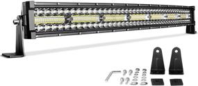 img 4 attached to 🚗 DWVO Curved LED Light Bar 29'' (32'' with Mounting Bracket) - 390W Triple Row 35000LM Upgraded Chipset Off-Road Work Light for Driving, Fog Lamp - IP68 Waterproof Spot & Flood Light Bars