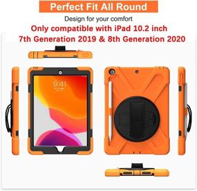 img 3 attached to 📱 TSQ iPad Case 10.2 Inch with Pencil Holder for Kids Boys Girls - Compatible with iPad 7th, 8th, and 9th Generation (2019, 2020, 2021) - Heavy Duty, Rugged Protective Cover with Stand & Strap - Orange