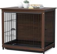 🏠 bingopaw end table dog crate: double door wooden pet kennel with floor tray, top detachable - indoor dog house for small medium dogs логотип