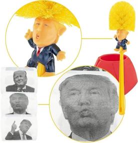 img 2 attached to 🚽 Make Bathrooms Great Again with Donald Trump Bowl Brush & Toilet Paper Set - Yellow, 3 Pack - White Elephant Gag Gift