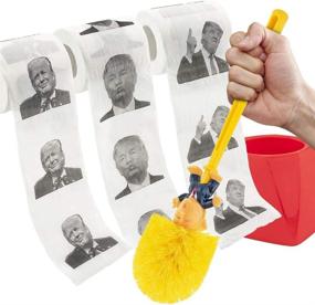 img 3 attached to 🚽 Make Bathrooms Great Again with Donald Trump Bowl Brush & Toilet Paper Set - Yellow, 3 Pack - White Elephant Gag Gift