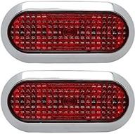 usa made pair of chrome 6" oval red led stop turn tail lights for surface mounting on trailers, trucks, and rvs (two lights) logo