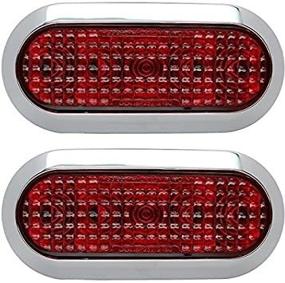 img 4 attached to USA Made Pair of Chrome 6" Oval Red LED Stop Turn Tail Lights for Surface Mounting on Trailers, Trucks, and RVs (Two Lights)