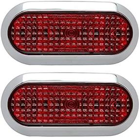 img 3 attached to USA Made Pair of Chrome 6" Oval Red LED Stop Turn Tail Lights for Surface Mounting on Trailers, Trucks, and RVs (Two Lights)