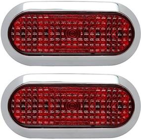 img 1 attached to USA Made Pair of Chrome 6" Oval Red LED Stop Turn Tail Lights for Surface Mounting on Trailers, Trucks, and RVs (Two Lights)