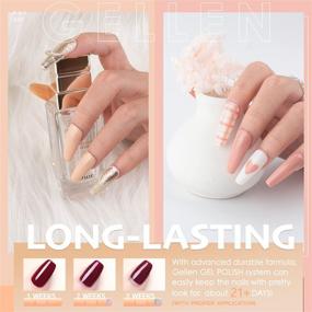 img 2 attached to Gellen Gel Nail Polish Set - 6 Trendy Shades: Soft and Glitters Series, Nude Peach White and Rose Champagne Glitters - Perfect for Home Gel Manicure Kit