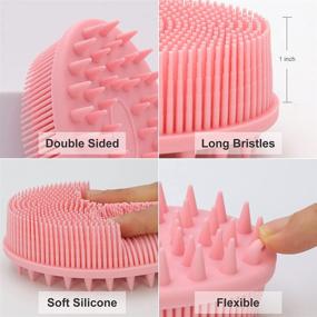 img 1 attached to 🛁 Upgrade 2 in 1 Bath and Shampoo Brush: Silicone Body Scrubber for Shower, Exfoliating Brush, Silicone Loofah, Scalp Massager, Wet and Dry Use, Easy to Clean - Pink