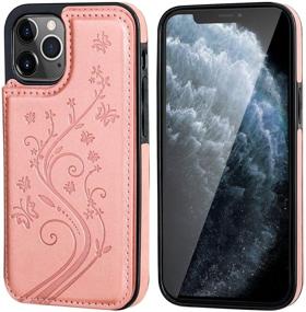 img 2 attached to Stylish Rose Gold Vaburs iPhone 12 Pro Max Wallet Case with Card Holder – Embossed Butterfly PU Leather Flip Cover for Enhanced Protection and Convenience