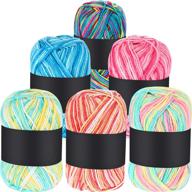 🧶 6-piece 50g crochet yarn set - multi-colored acrylic knitting yarn for hand knitting, weaving, and crochet projects - pink, yellow green, multicolor, blue, red, and yellow green pink logo