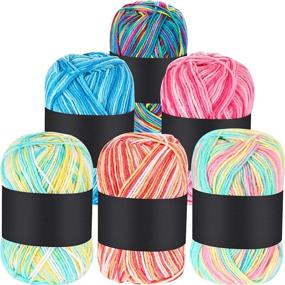 img 4 attached to 🧶 6-Piece 50g Crochet Yarn Set - Multi-Colored Acrylic Knitting Yarn for Hand Knitting, Weaving, and Crochet Projects - Pink, Yellow Green, Multicolor, Blue, Red, and Yellow Green Pink