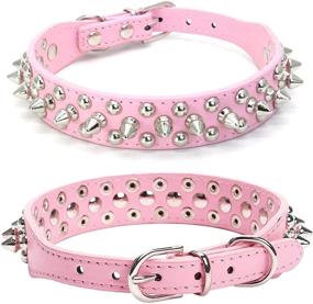 img 1 attached to 🐾 Stylish Spiked Studded Rivet Leather Dog Collar for Cats Puppy Small Medium Pets by DOGGYZSTYLE