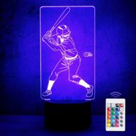 🎾 3d baseball night light for kids - bedside lamp with 16 color changing, touch & remote control - perfect baseball sport gift for xmas, holiday, birthdays - ideal night light toy for baseball fans логотип