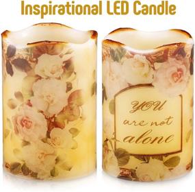 img 3 attached to 🕯️ Flameless Real Wax LED Candle with Remote Control and Timer - Flickering, Inspirational, and Memorial Floral Design