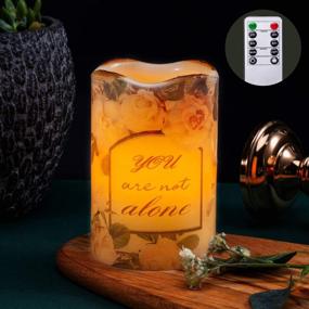 img 1 attached to 🕯️ Flameless Real Wax LED Candle with Remote Control and Timer - Flickering, Inspirational, and Memorial Floral Design