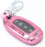 mofei key fob cover tpu case shell holder protector with key chain for 2019 2020 2021 hyundai santa fe palisade kona elantra gt veloster 3 4 buttons smart keyless remote control (pink) logo