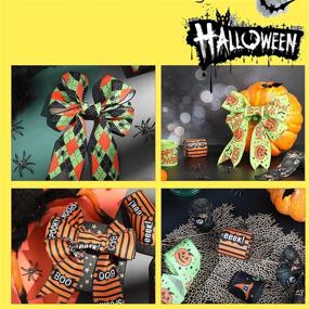 img 1 attached to 🎃 Ленты с проволочным краем на Хэллоуин - 5 рулонов по 25 ярдов: лента с принтом летучей мыши, паука и тыквы, ленты с изображением ног ведьмы, шляпы и черепа - идеально подходят для флористических бантов, рукоделия, праздничных принадлежностей на Хэллоуин - от WILLBOND