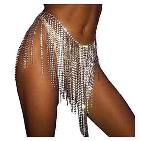 img 1 attached to 💎 Barode Rhinestone Body Chains: Sparkling Crystal Dance Skirts and Sexy Bikini Beach Hip Belts for Women and Girls (Silver)