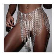 💎 barode rhinestone body chains: sparkling crystal dance skirts and sexy bikini beach hip belts for women and girls (silver) logo