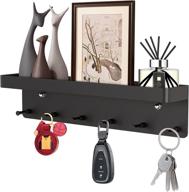 black wall mounted key holder with tray for key hook, stainless steel mail holder - ideal for kitchens, bedrooms, bathrooms, and more - holds 6 keys логотип