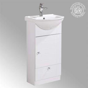 img 3 attached to Compact Bathroom Vanity Sink Cabinet with Vitreous China Sink, Faucet, and Drain Assembly – All-Inclusive Installation Hardware Included by Renovators Supply Manufacturing