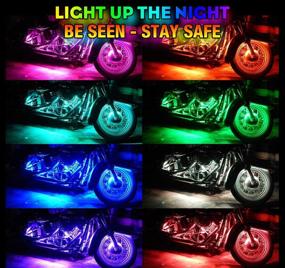 img 2 attached to 🏍️ SUZCO 18-Pack Motorcycle LED Light Kits with RF&amp;IR, RGB Strips【L/R Turn Signal &amp; Warning &amp; Brake】, Multicolor Underglow Neon Lamp Waterproof 12V for Harley Honda Kawasaki Polaris KTM Can Am RZR X3