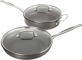 img 1 attached to 🍳 Набор посуды Cuisinart Chef's Classic Non-Stick Hard Anodized из 17 предметов в черном цвете: Несравненная коллекция посуды для кухни.