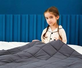 img 3 attached to 🧸 AN Kids Weighted Blanket 7lbs Throw Size, 41"x 60", Natural Cotton with Glass Beads - Ideal for 60-80 lbs Kids